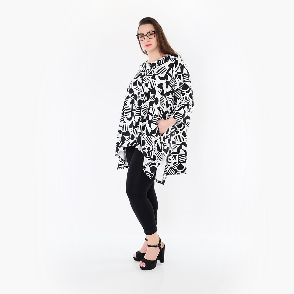 AKH Fashion 6809 Big Shirt, White-Black