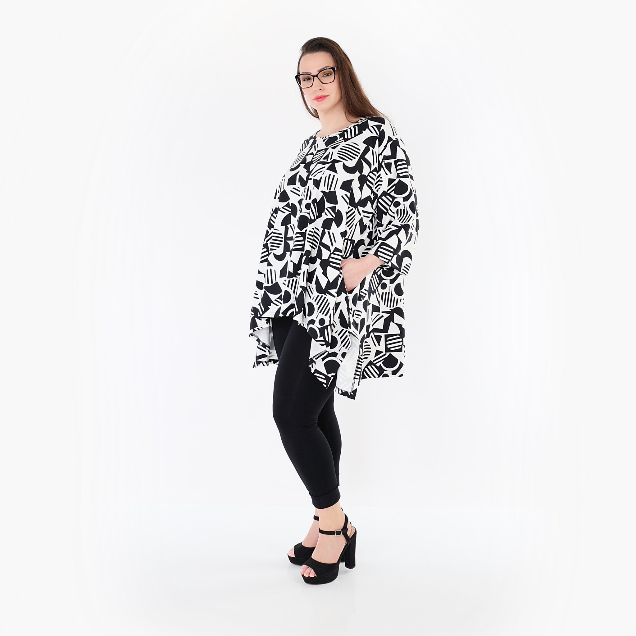 AKH Fashion 6809 Big Shirt, White-Black