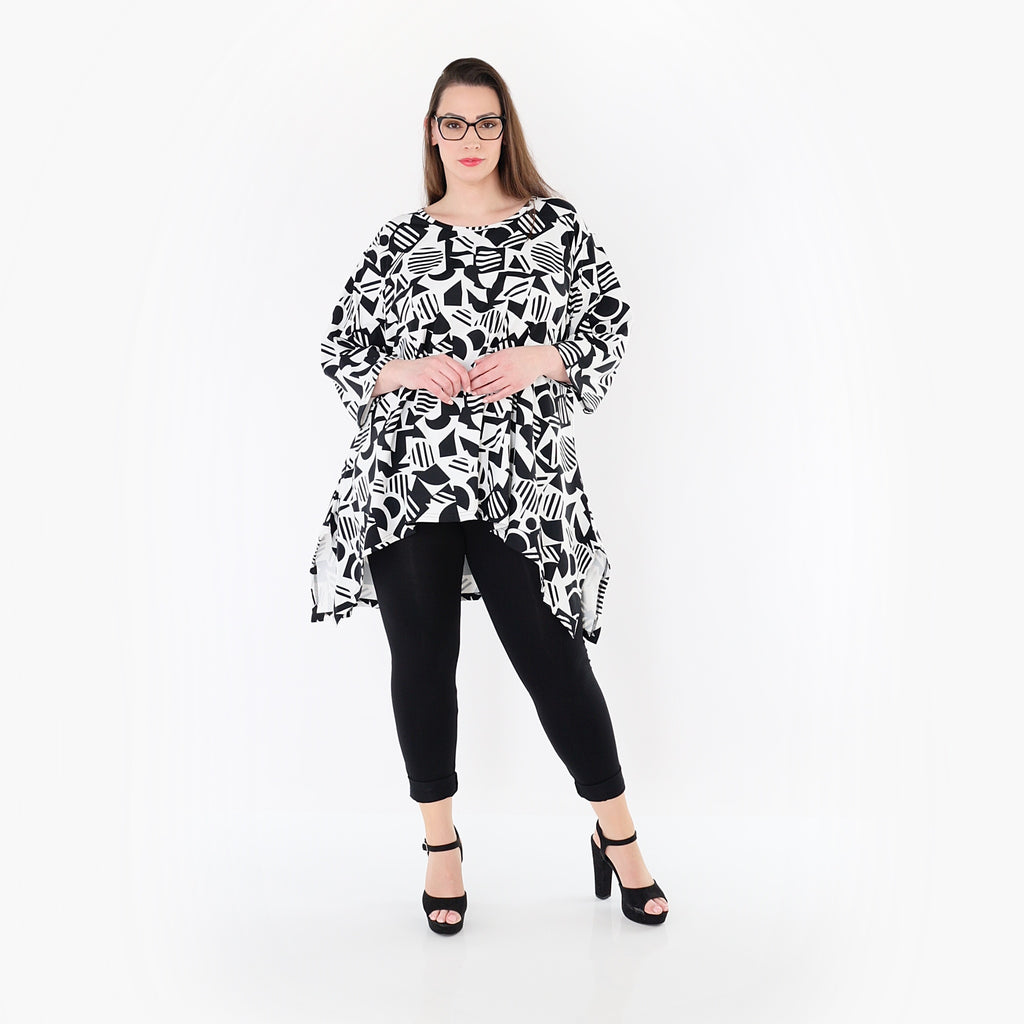 AKH Fashion 6809 Big Shirt, White-Black