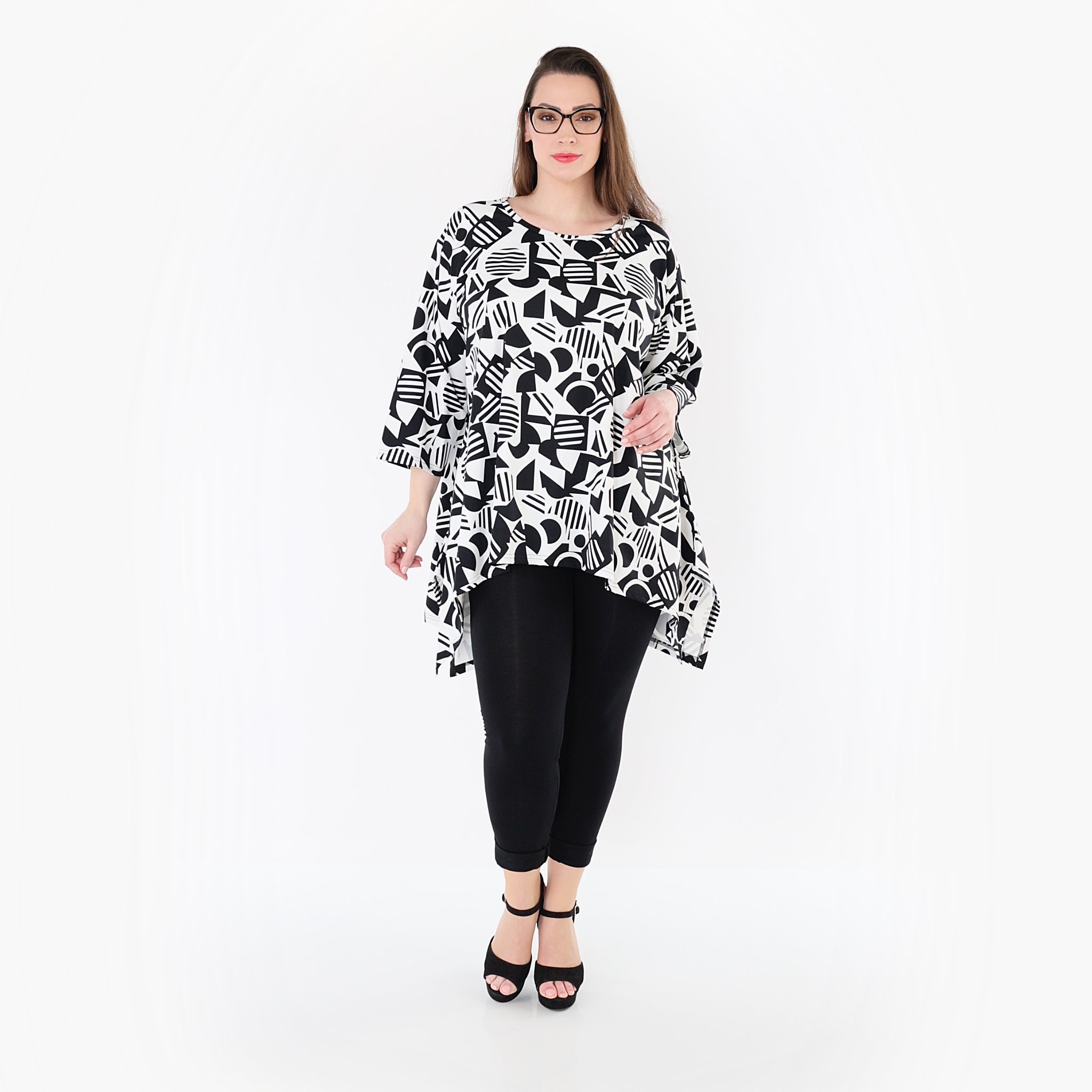 AKH Fashion 6809 Big Shirt, White-Black