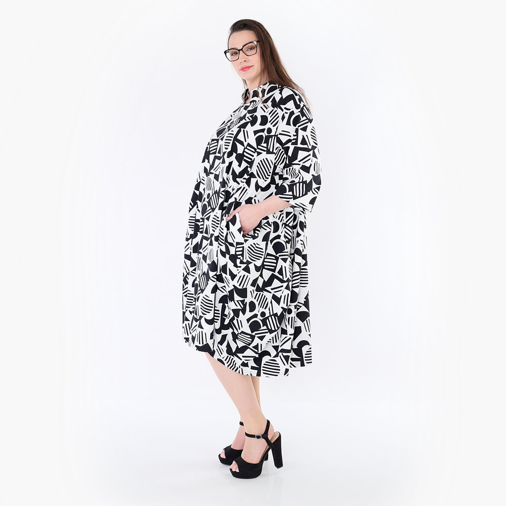 AKH Fashion 7198 Dress, White-Black