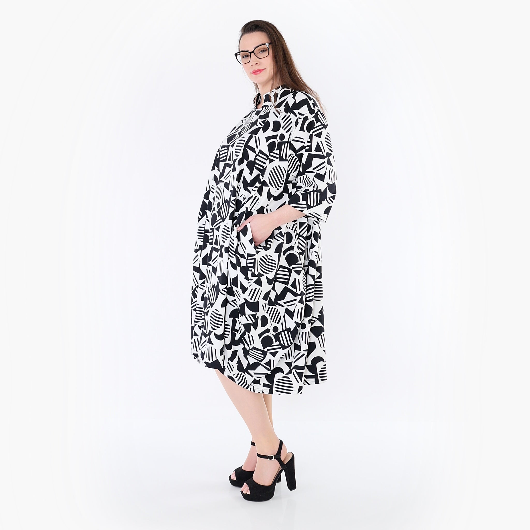 AKH Fashion Kleid 7198 Milan, Weiß-Schwarz