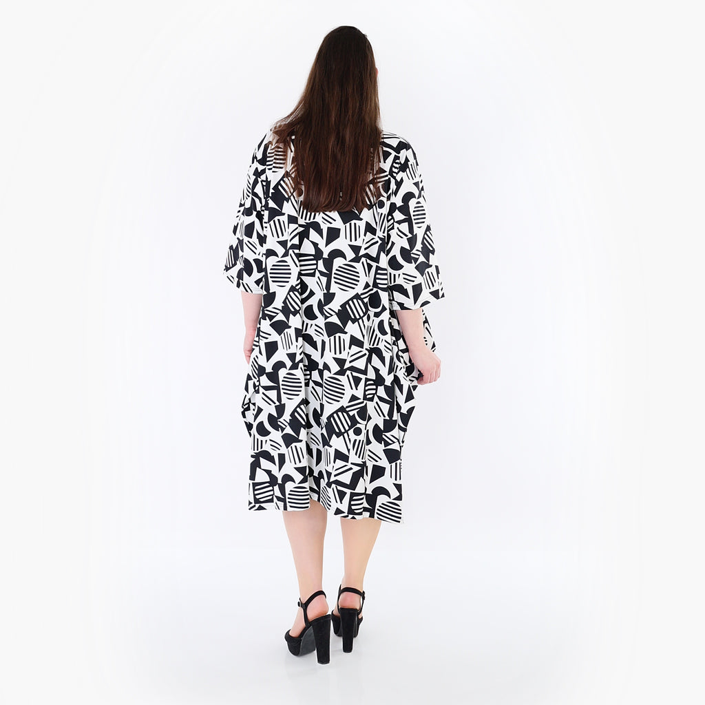 AKH Fashion 7198 Dress, White-Black