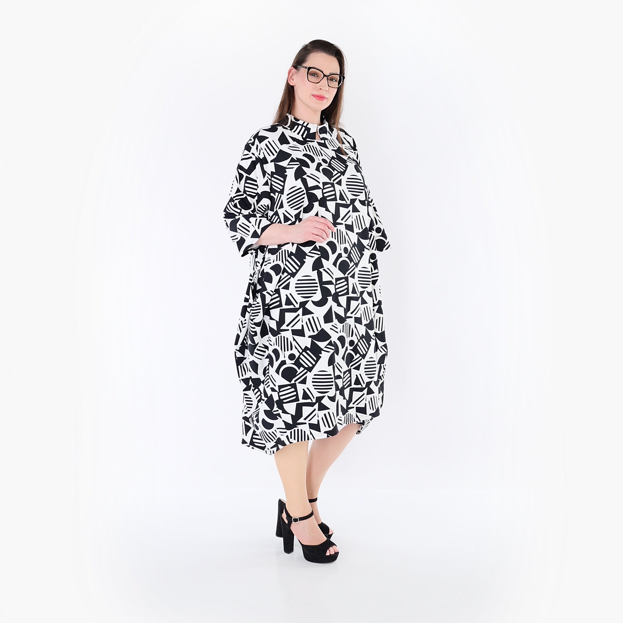 AKH Fashion Kleid 7198 Milan, Weiß-Schwarz