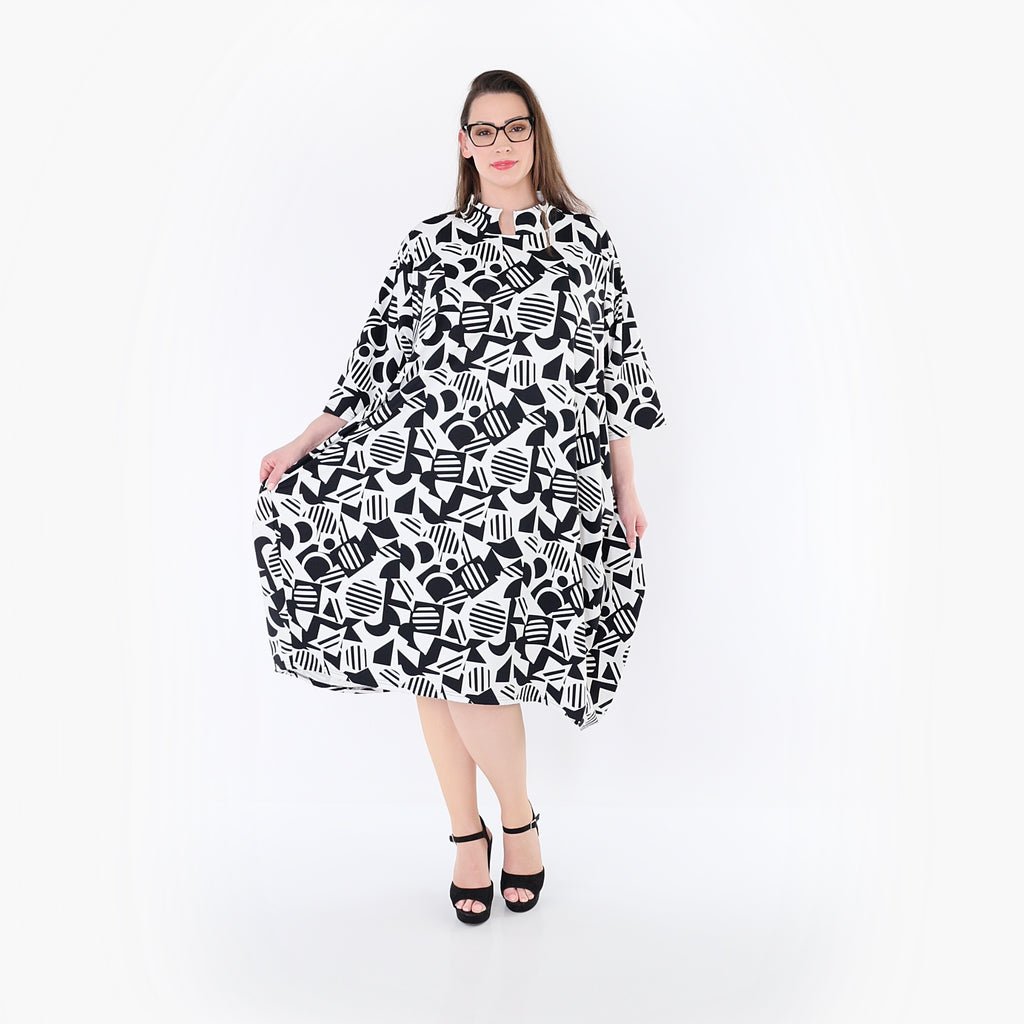 AKH Fashion 7198 Dress, White-Black