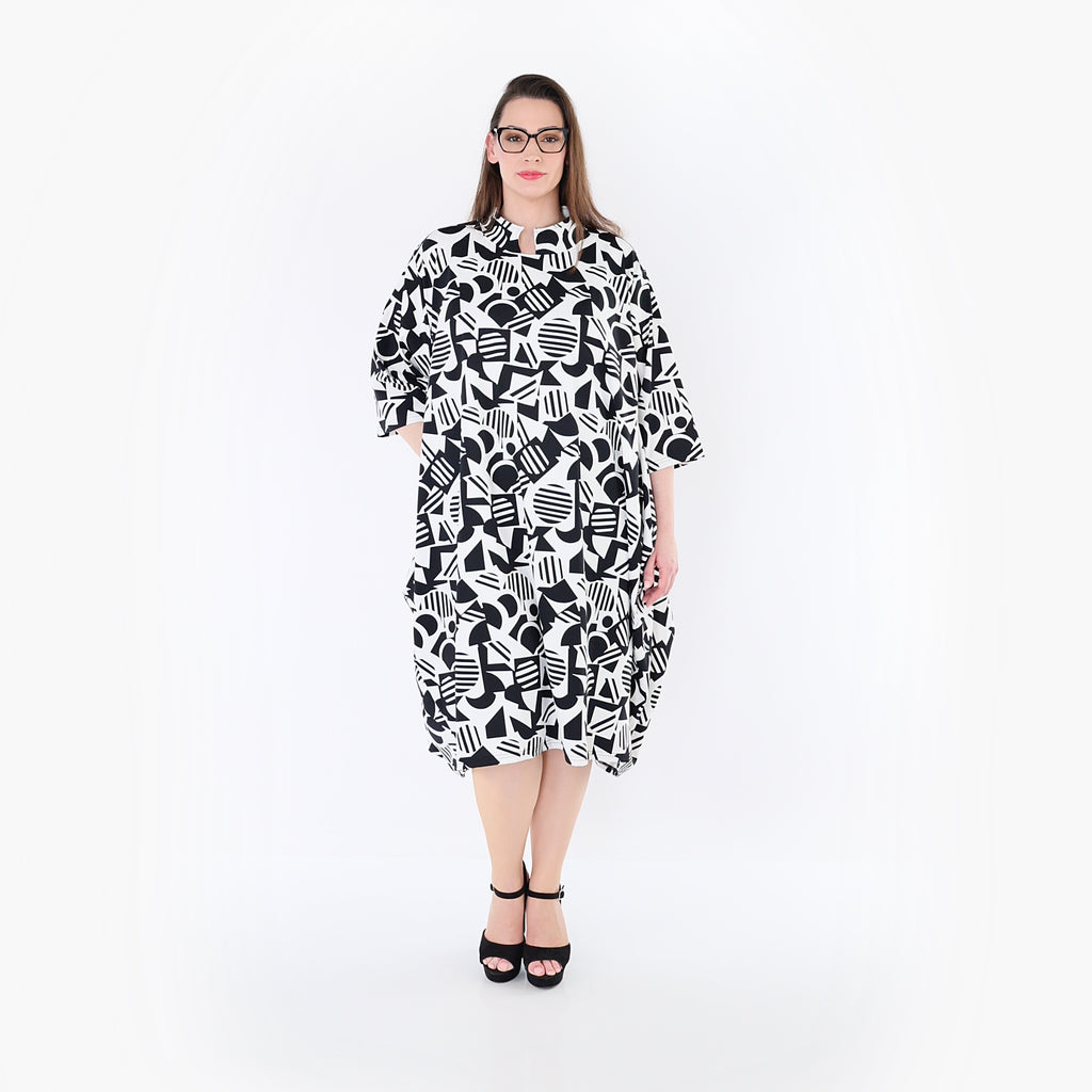 AKH Fashion 7198 Dress, White-Black