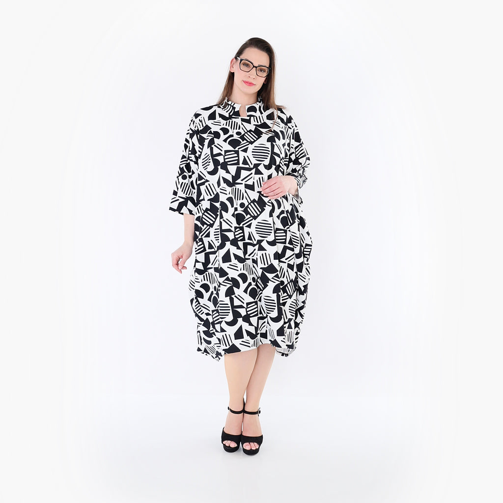 AKH Fashion 7198 Dress, White-Black