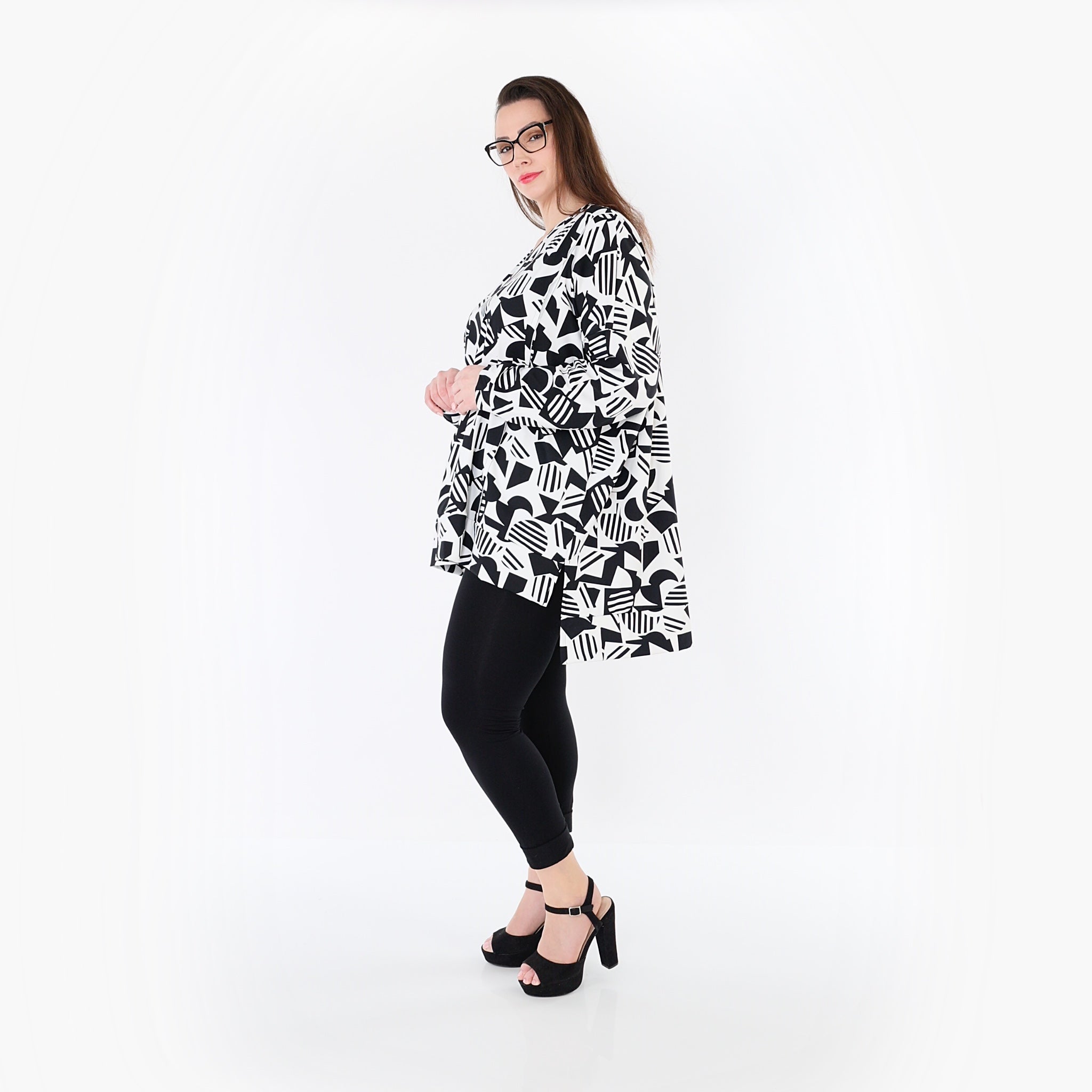 AKH Fashion 7718 Big Shirt, White-Black