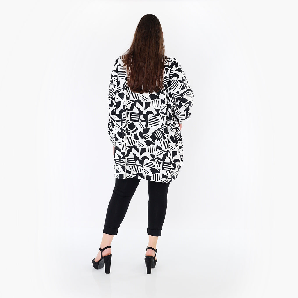AKH Fashion 7718 Big Shirt, White-Black