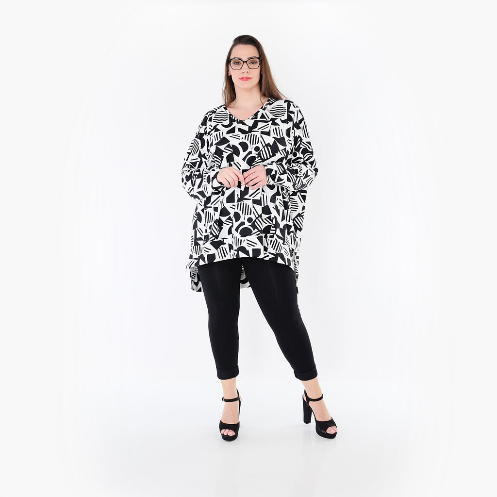 AKH Fashion 7718 Big Shirt, White-Black