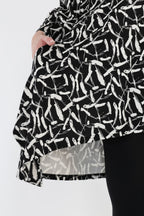 AKH Fashion 6809 Big Shirt, Black-White
