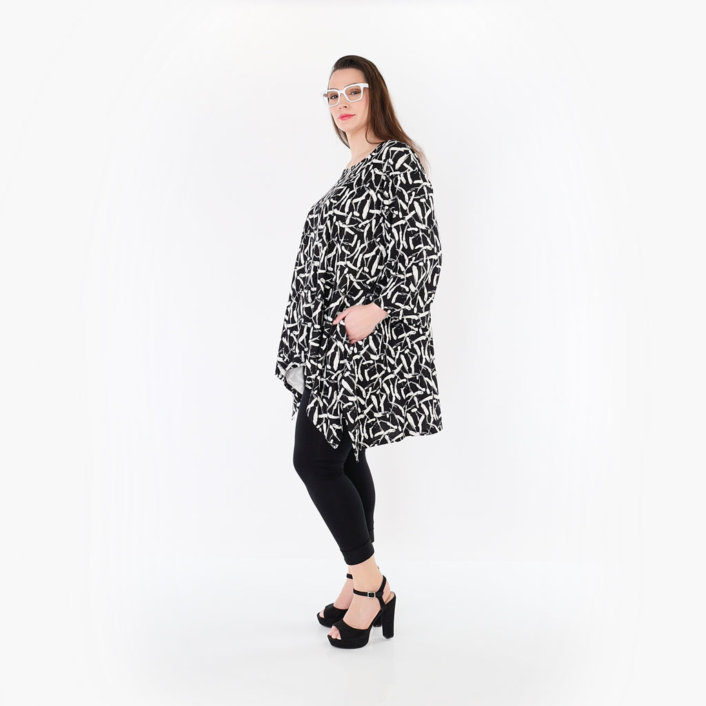 AKH Fashion 6809 Big Shirt, Black-White