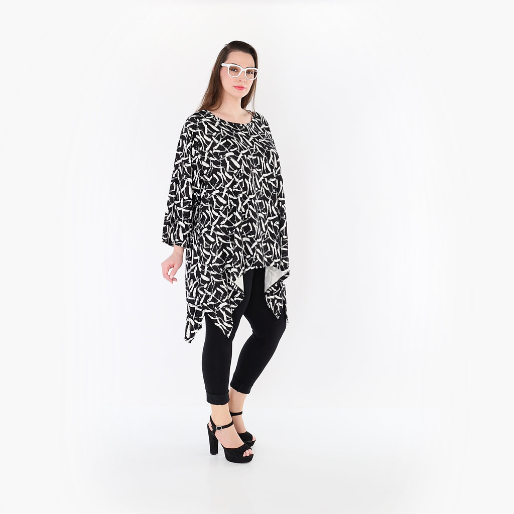 AKH Fashion 6809 Big Shirt, Black-White