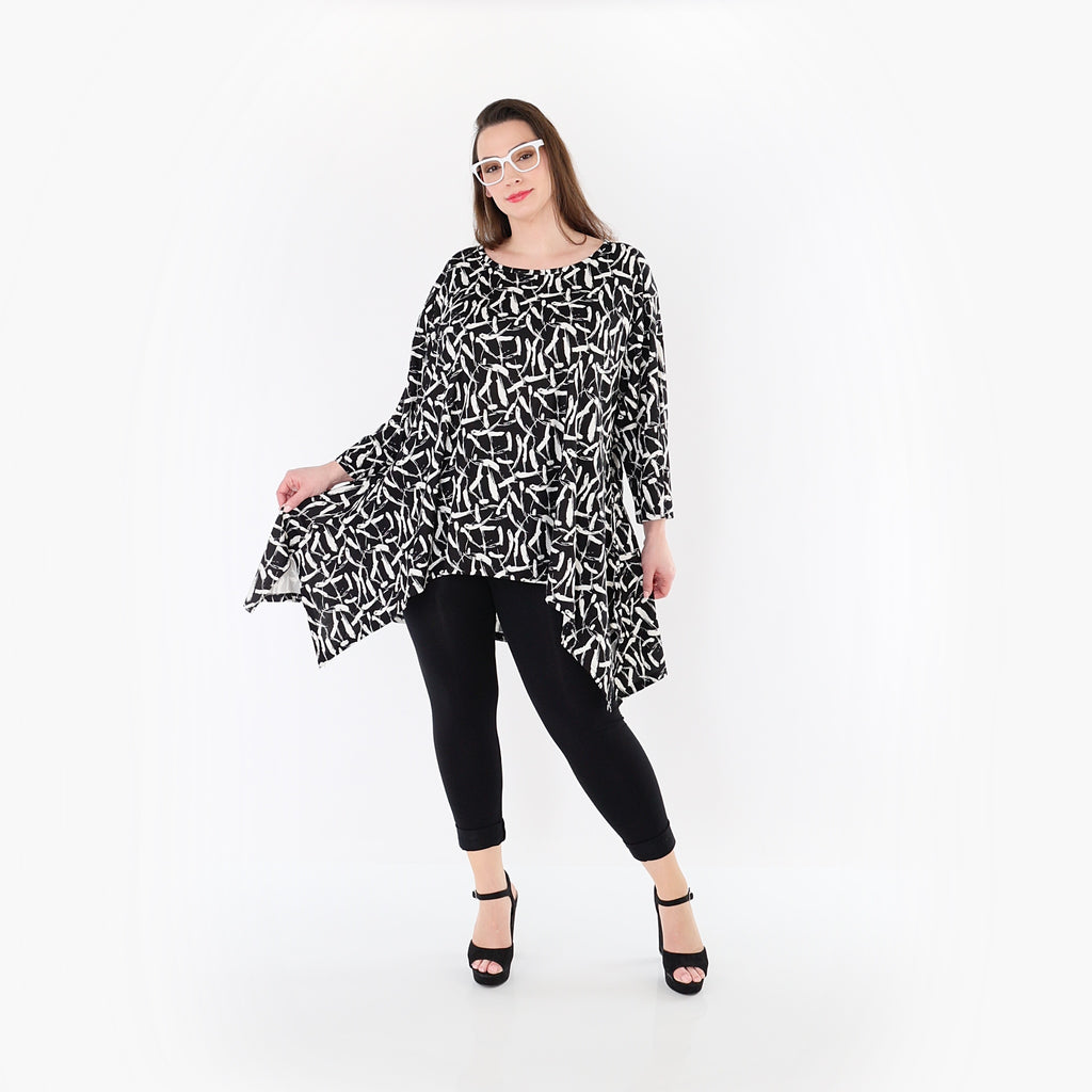 AKH Fashion 6809 Big Shirt, Black-White
