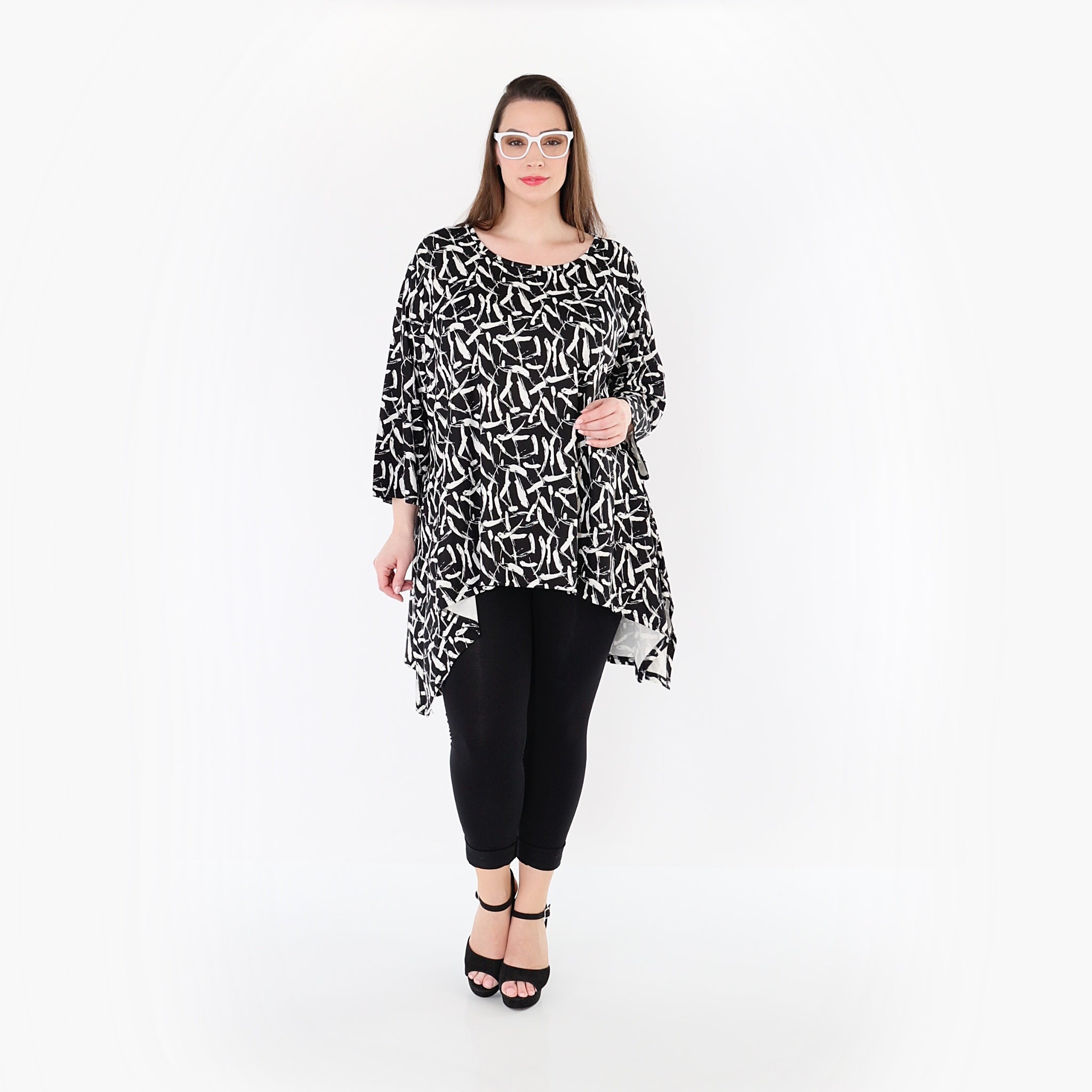 AKH Fashion 6809 Big Shirt, Black-White
