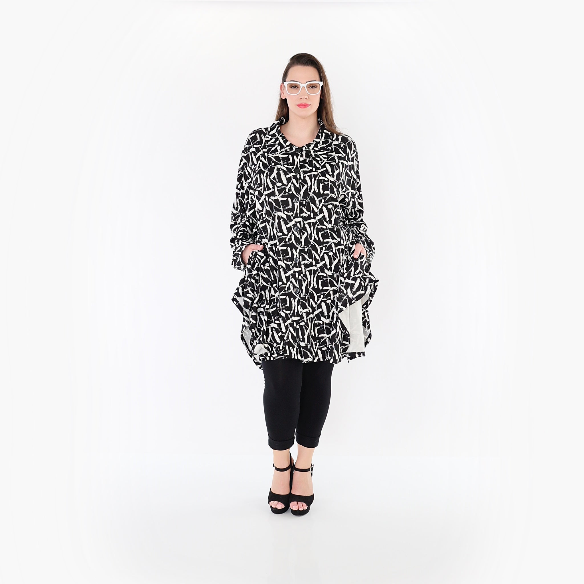 AKH Fashion 6917 Jacket, Black and White