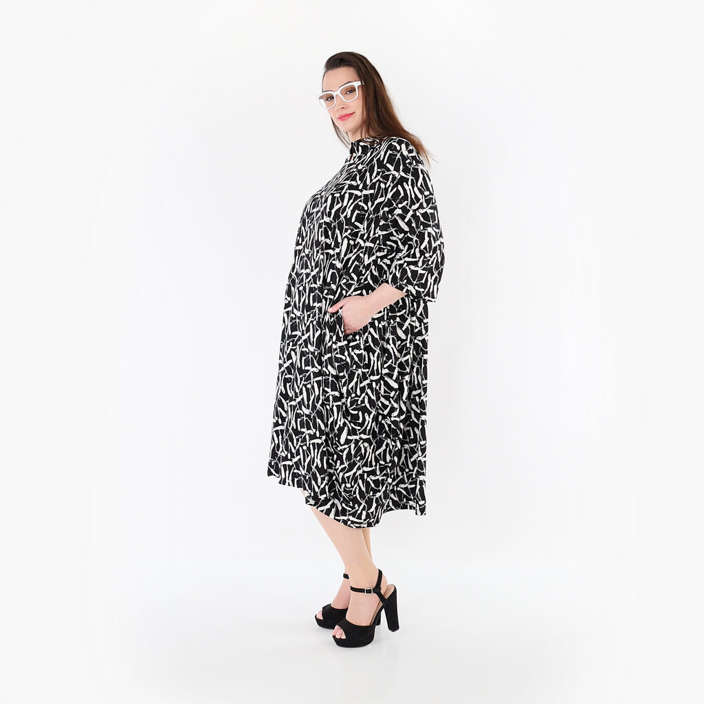 AKH Fashion 7198 Dress, Black-White