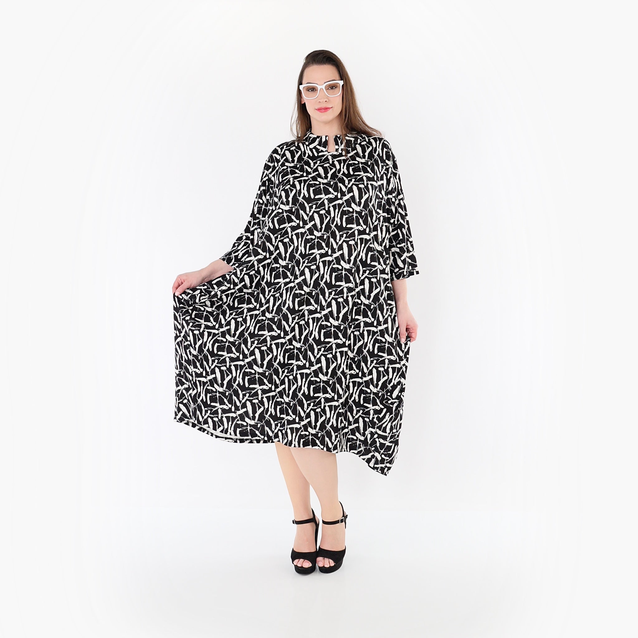 AKH Fashion Kleid 7198 Sahra, Schwarz-Weiß