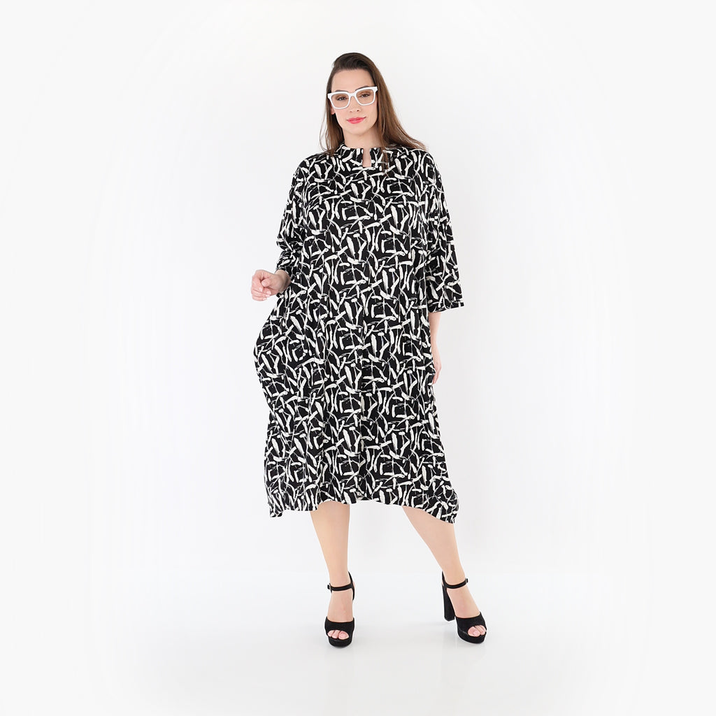 AKH Fashion 7198 Dress, Black-White