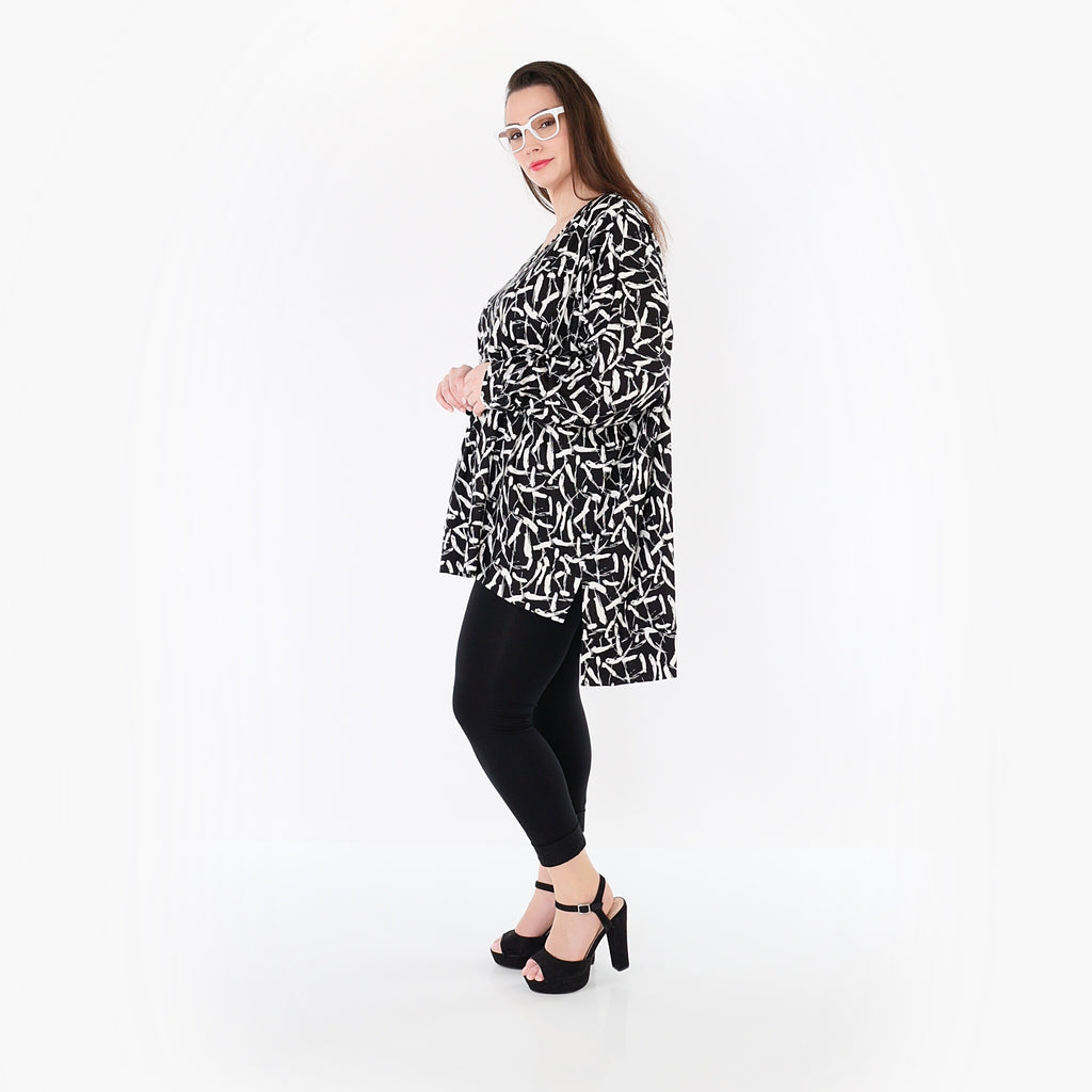 AKH Fashion 7718 Big Shirt, Black-White