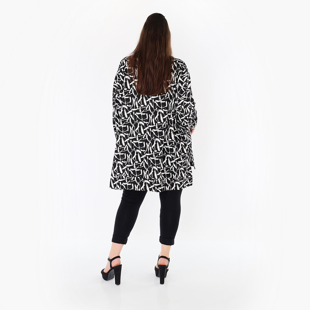AKH Fashion 7718 Big Shirt, Black-White
