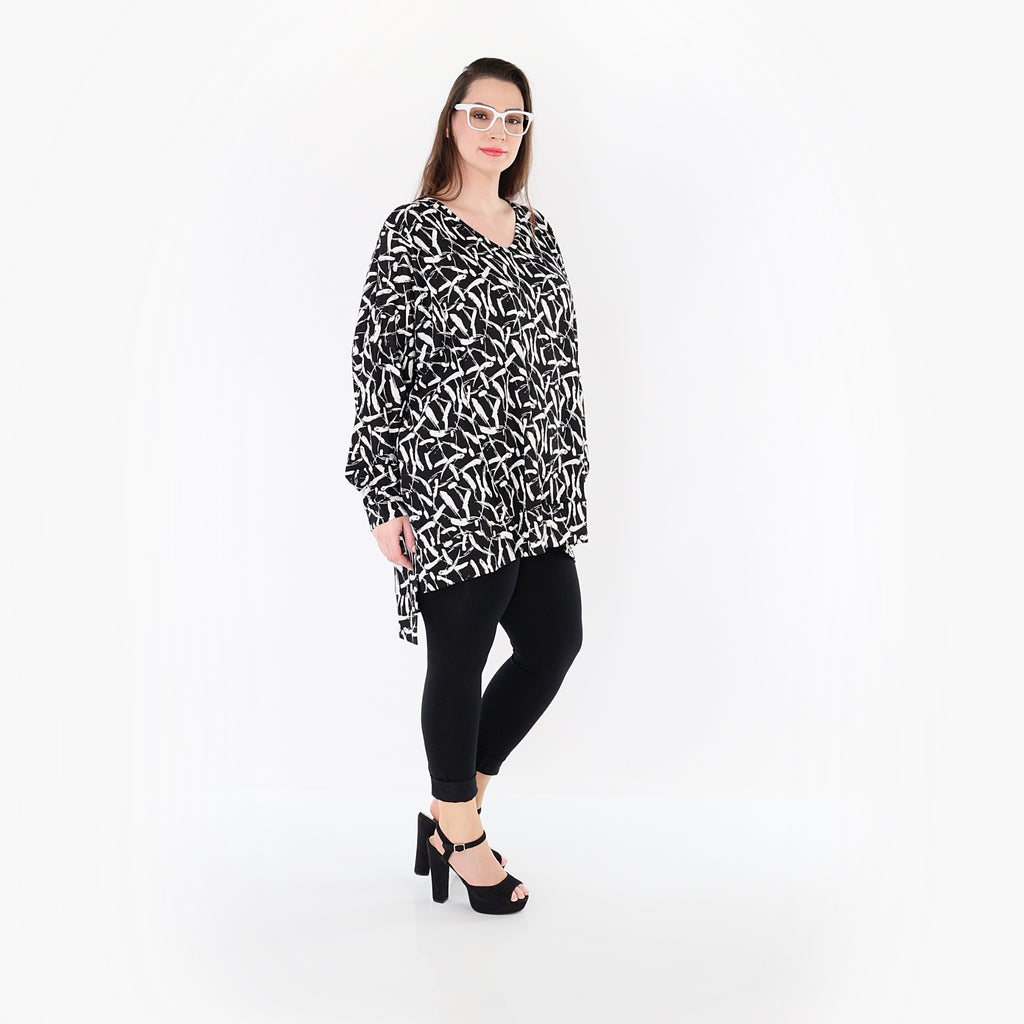 AKH Fashion 7718 Big Shirt, Black-White