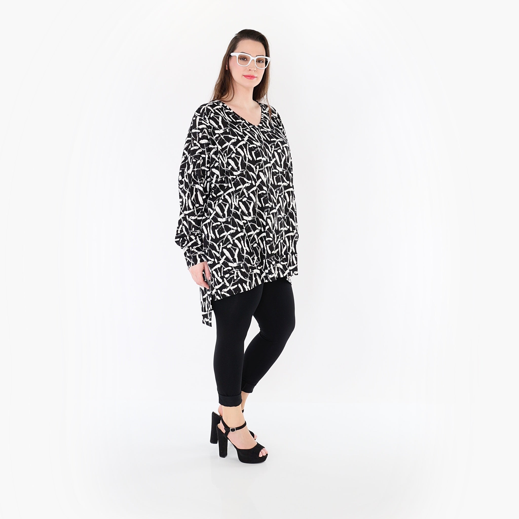 AKH Fashion Shirt 7718 Sahra, Schwarz-Weiß