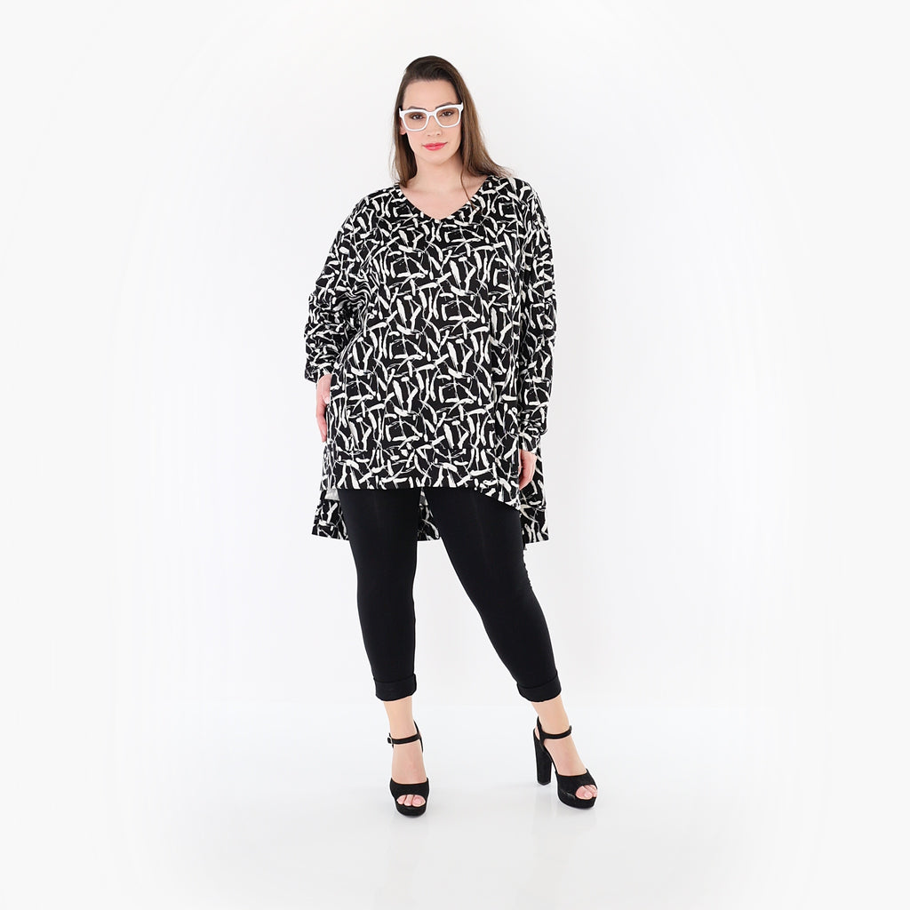 AKH Fashion 7718 Big Shirt, Black-White