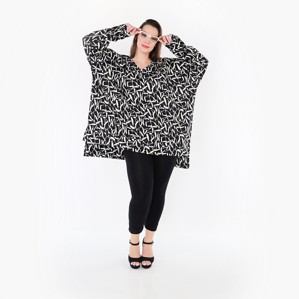 AKH Fashion 7718 Big Shirt, Black-White