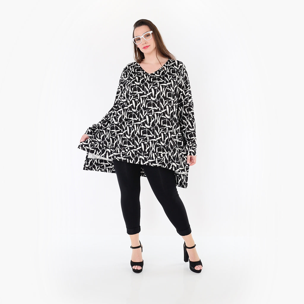 AKH Fashion 7718 Big Shirt, Black-White