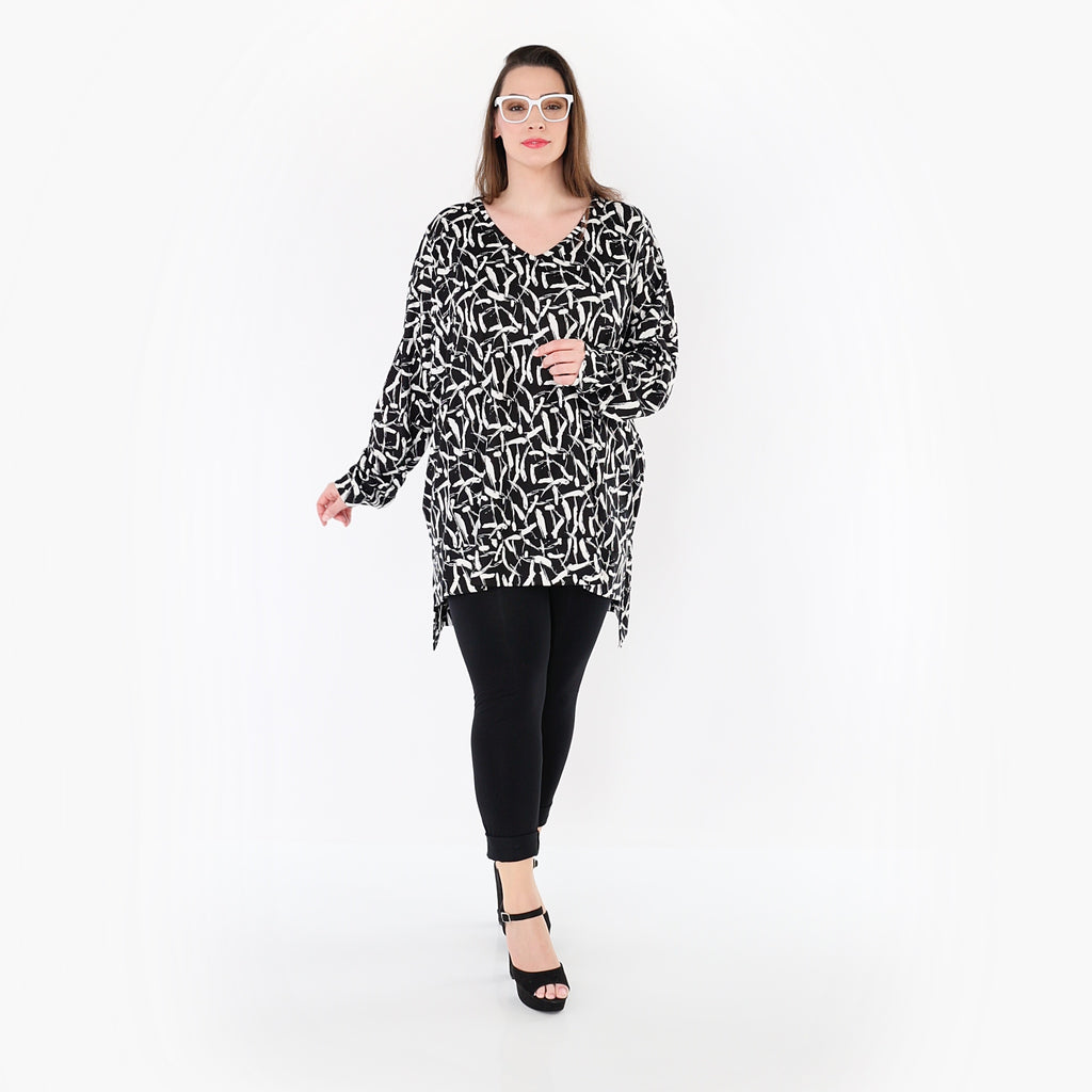 AKH Fashion 7718 Big Shirt, Black-White