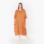 AKH Fashion 6695 Kleid, Orange-Apfelgrün