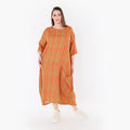 AKH Fashion 6695 Kleid, Orange-Apfelgrün