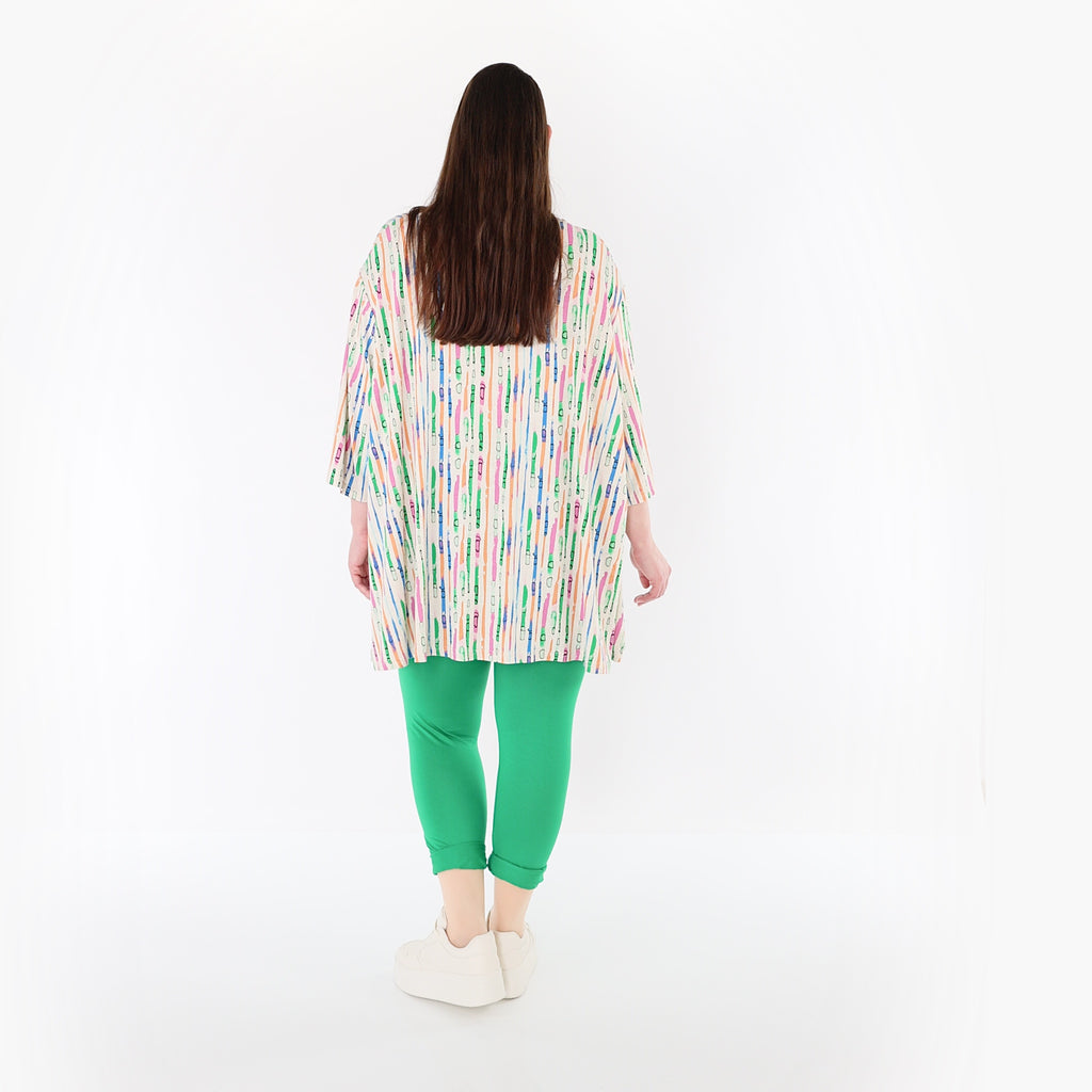 AKH Fashion 593 Big Shirt, Ecru-Fuchsia-Multi