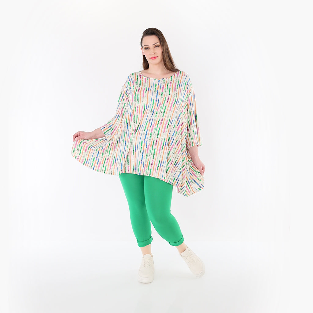 AKH Fashion 593 Big Shirt, Ecru-Fuchsia-Multi