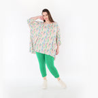 AKH Fashion 593 Big Shirt, Ecru-Fuchsia-Multi