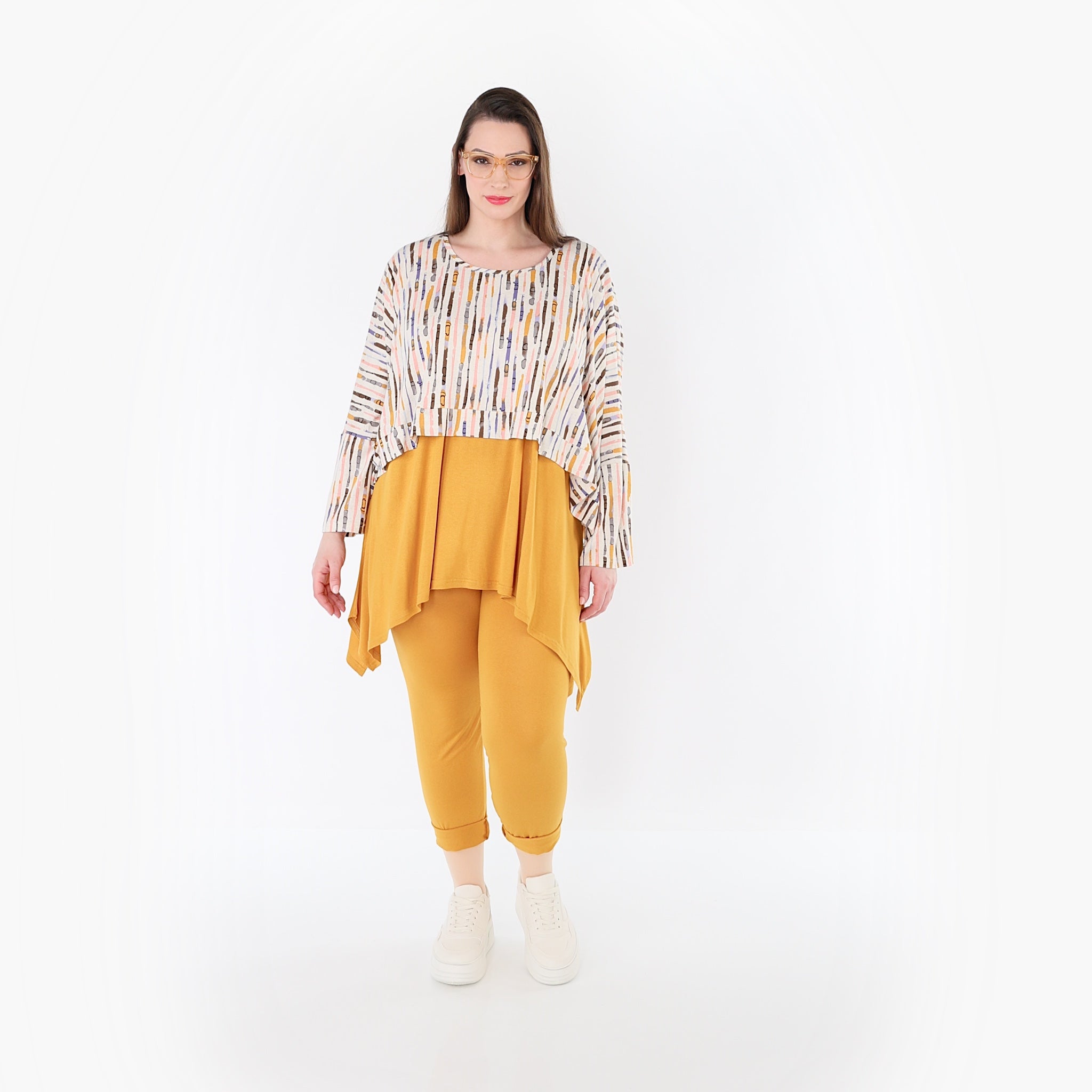 AKH Fashion 7011 Überwurf, Ecru-Rosa-Multi