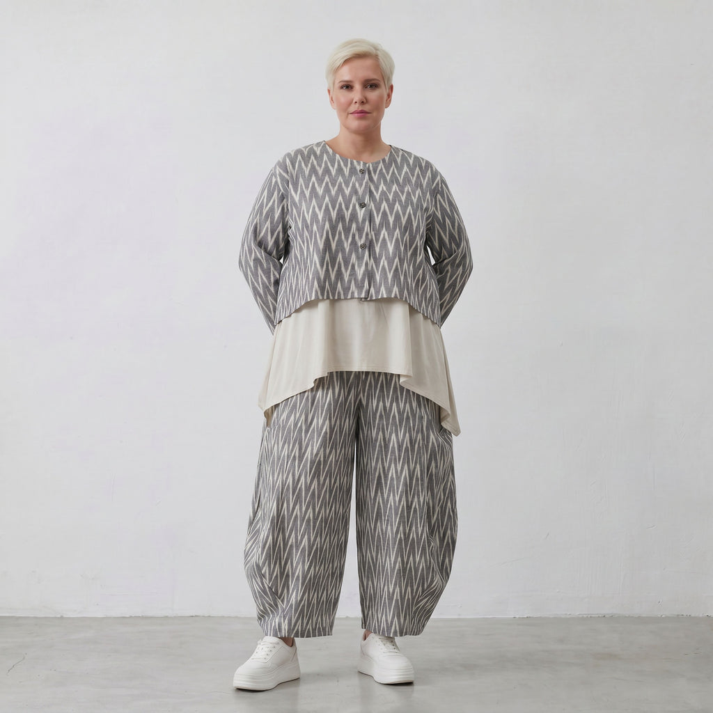 AKH Fashion 8069 Hose, Grau-Ecru