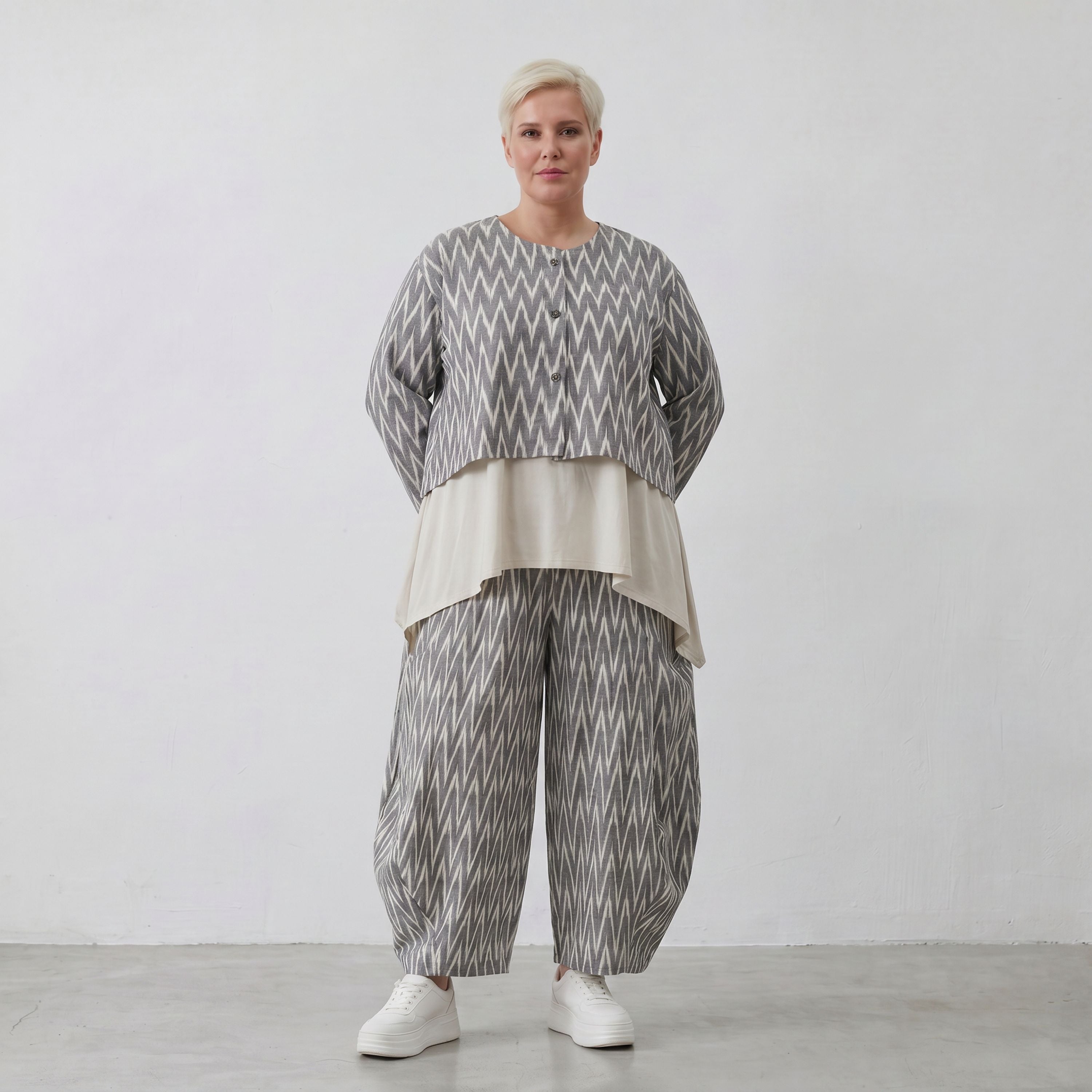 AKH Fashion 8069 Hose, Grau-Ecru