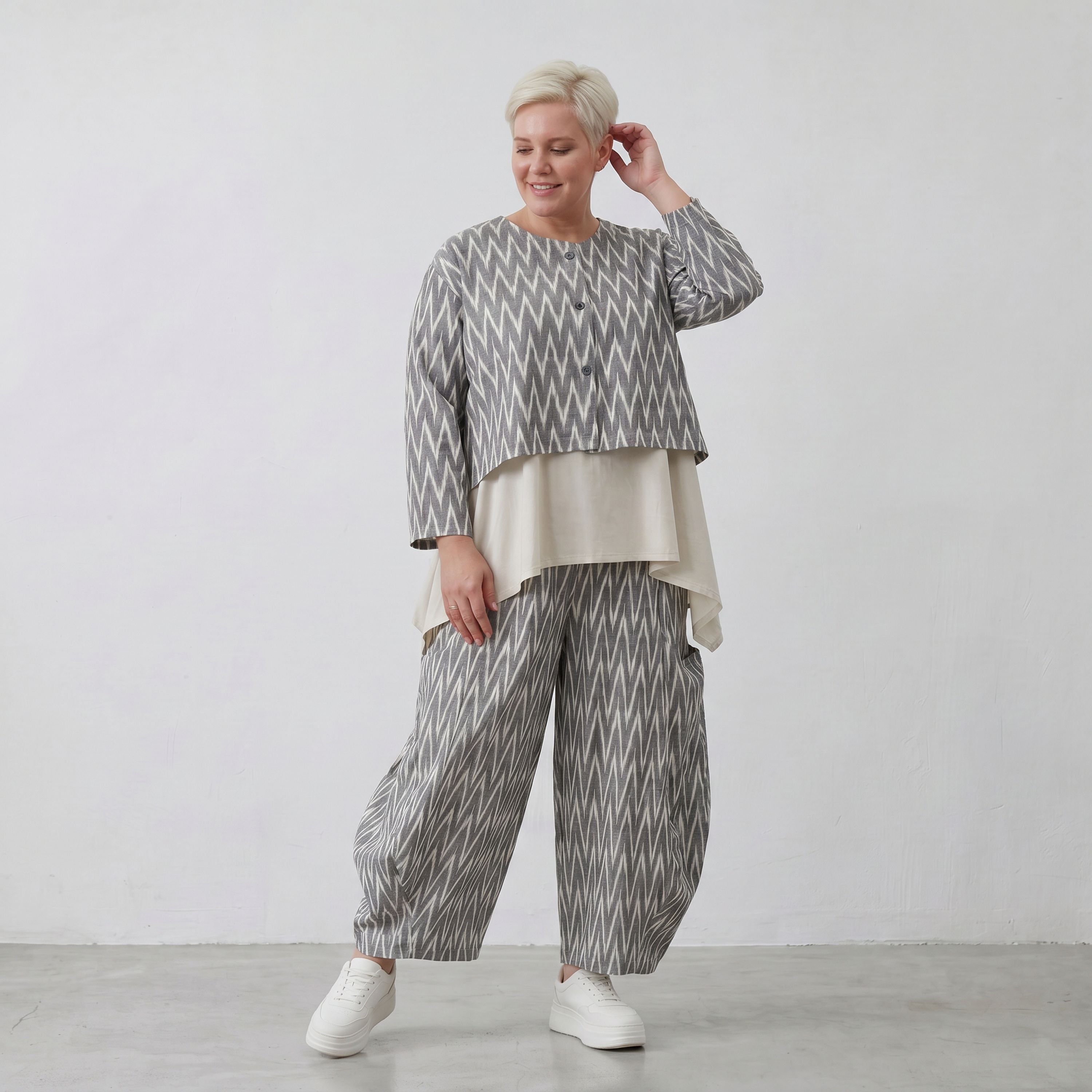AKH Fashion 8069 Hose, Grau-Ecru