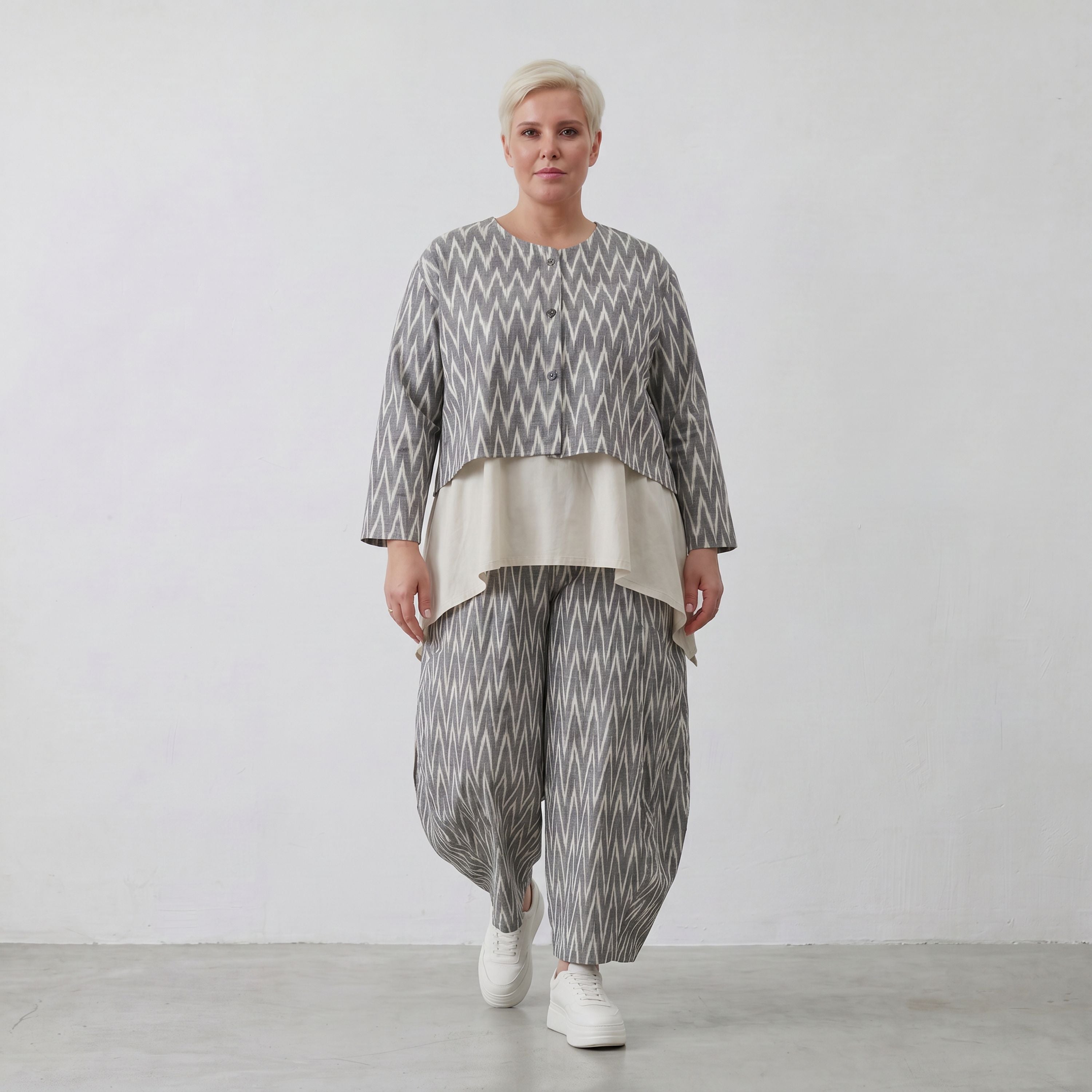 AKH Fashion 8069 Hose, Grau-Ecru