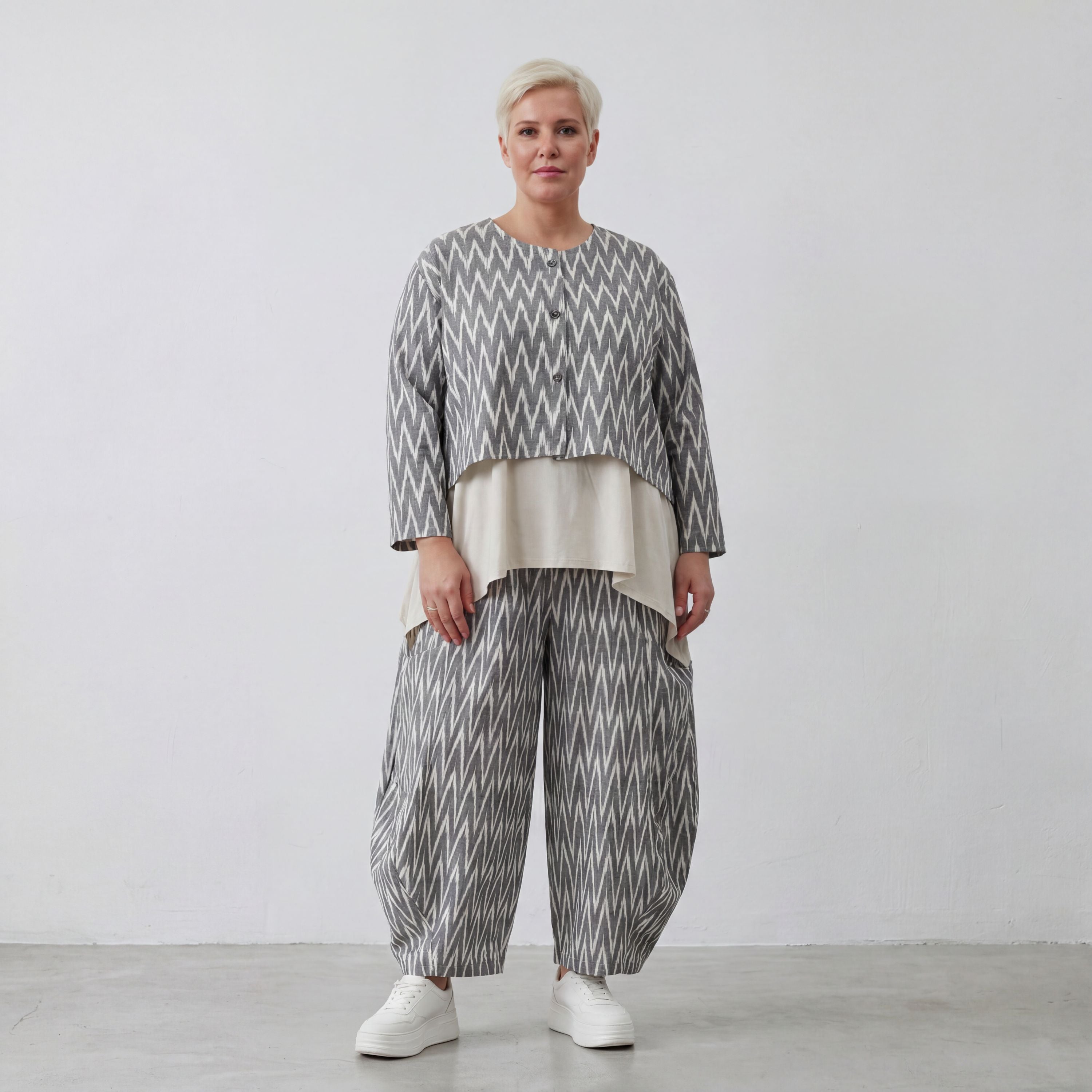 AKH Fashion 8069 Hose, Grau-Ecru