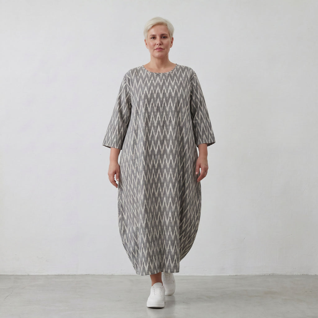 AKH Fashion 1926 Kleid, Grau-Ecru