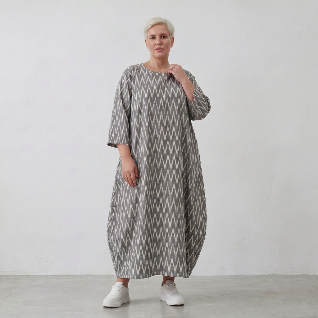 AKH Fashion 1926 Kleid, Grau-Ecru