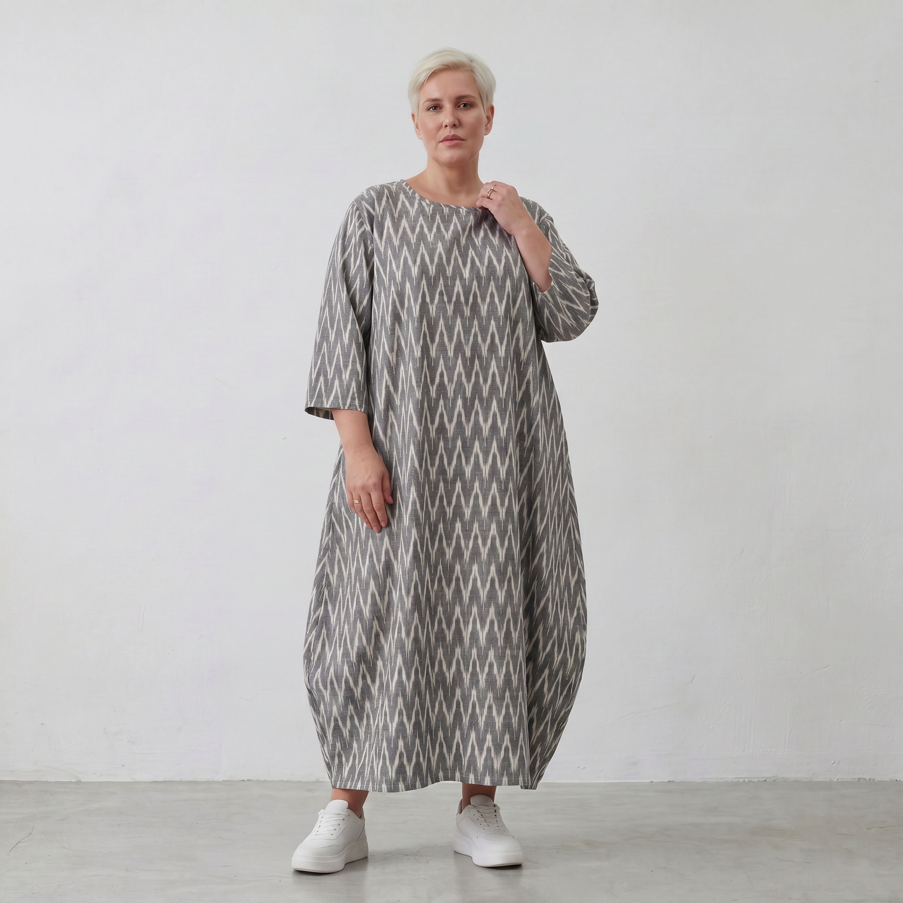 AKH Fashion 1926 Kleid, Grau-Ecru