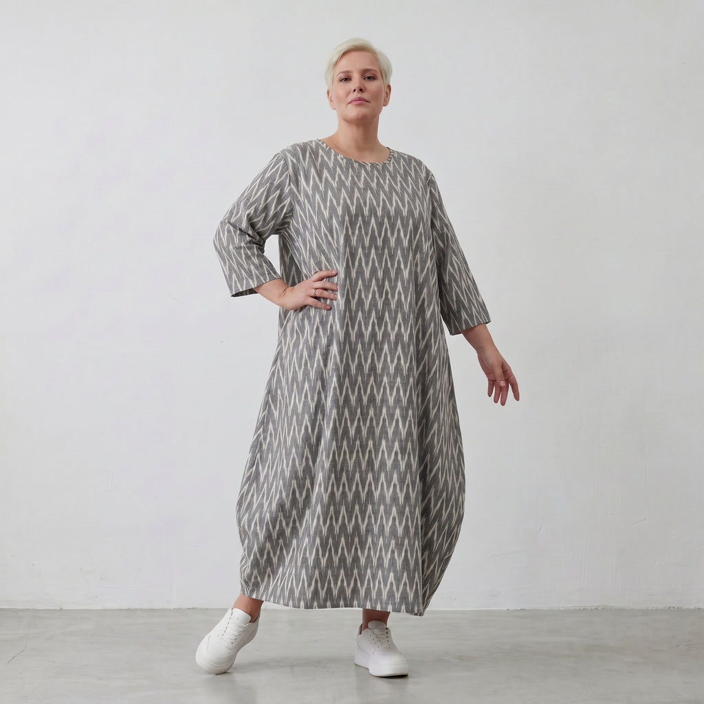 AKH Fashion 1926 Kleid, Grau-Ecru