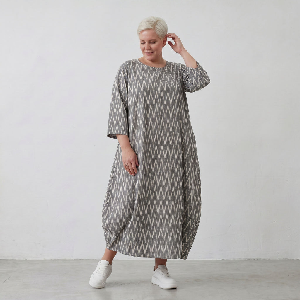 AKH Fashion 1926 Kleid, Grau-Ecru