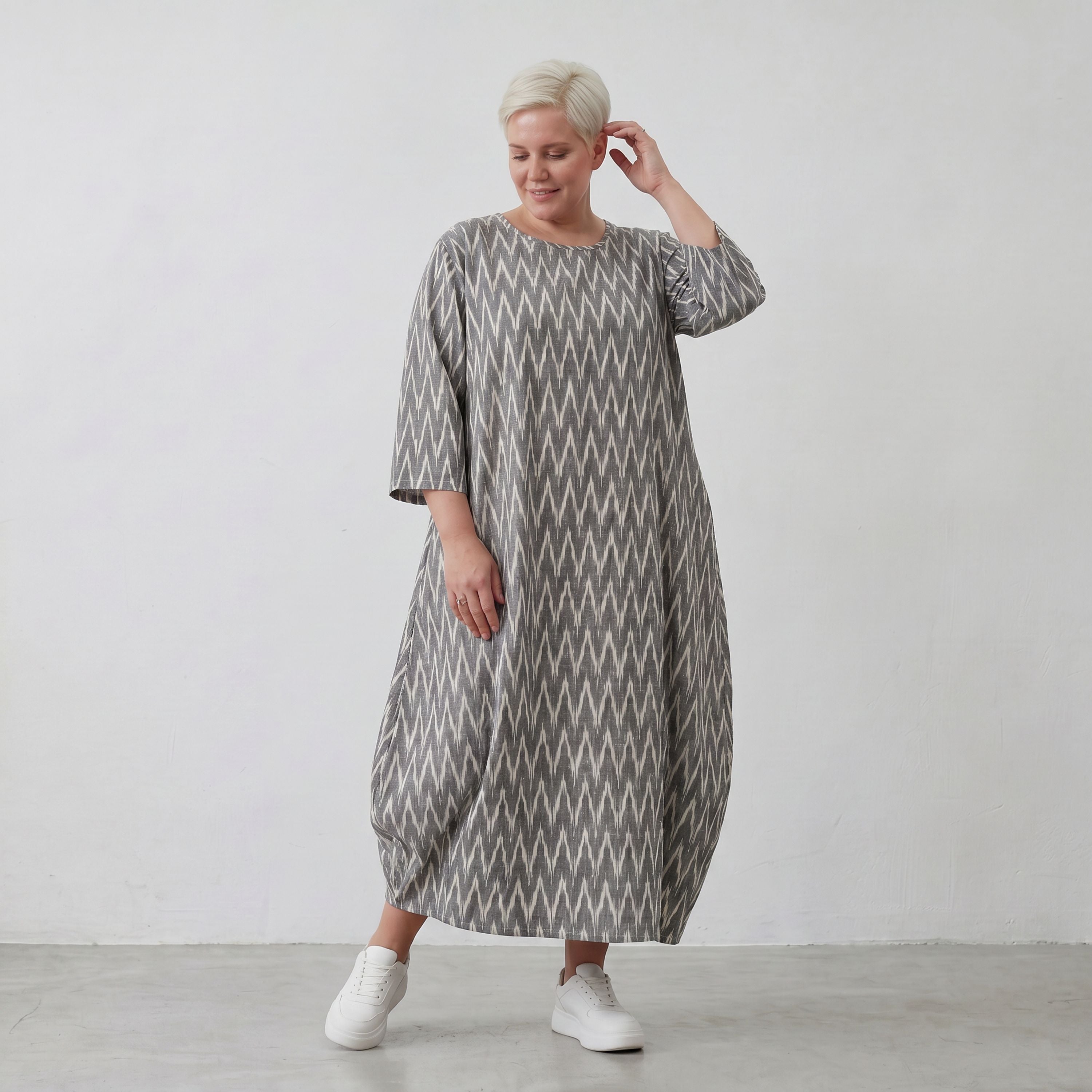 AKH Fashion 1926 Kleid, Grau-Ecru