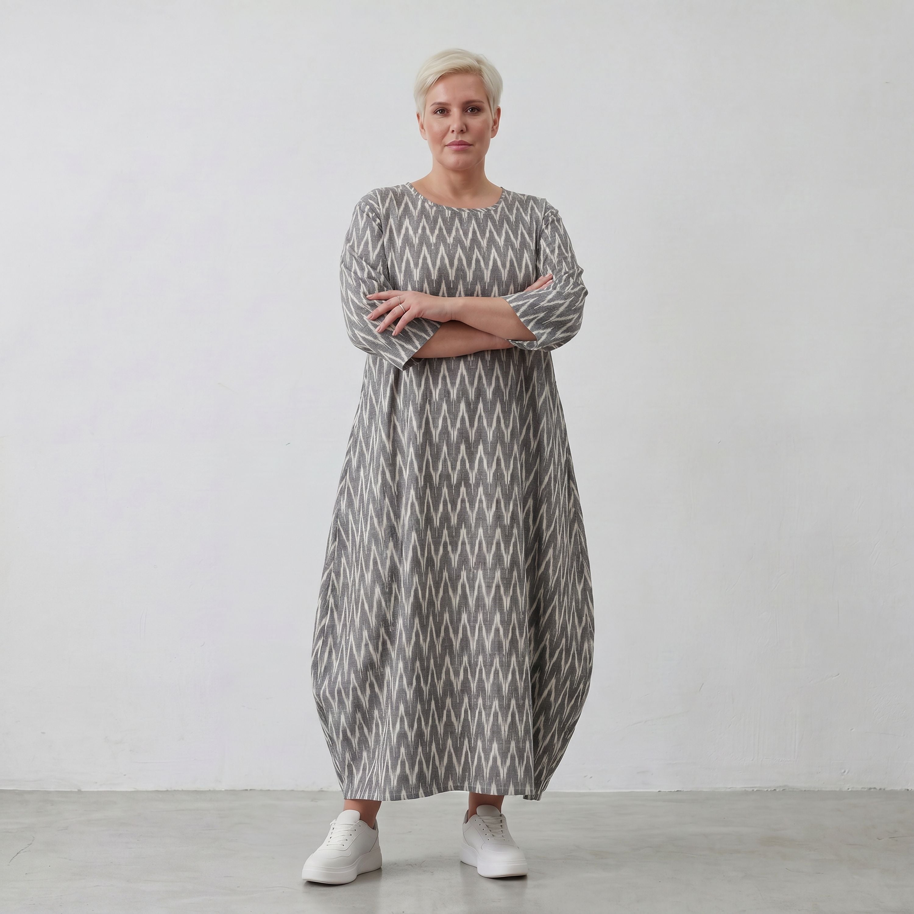 AKH Fashion 1926 Kleid, Grau-Ecru