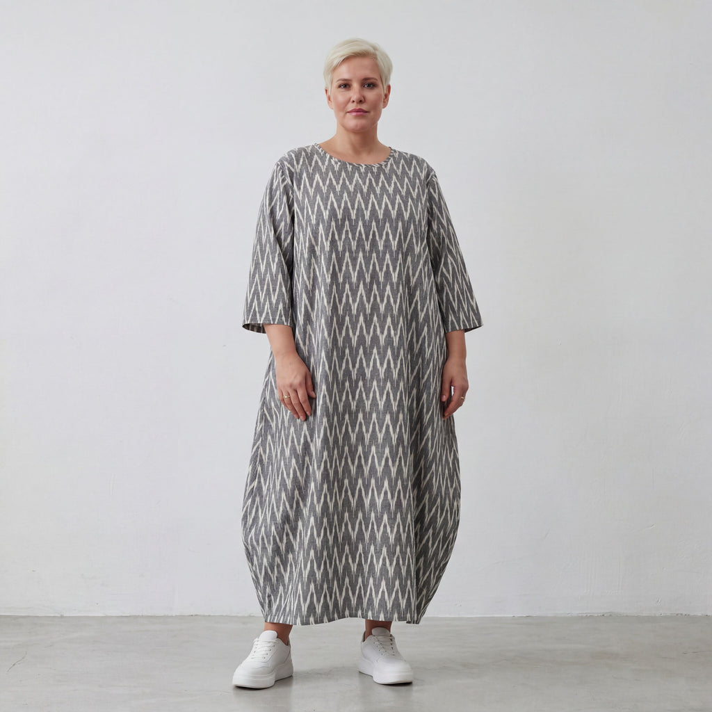 AKH Fashion 1926 Kleid, Grau-Ecru